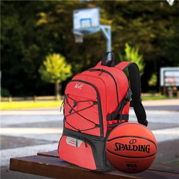 Basketball Backpack Large Gym Bag with Separate Ball holder & Shoes compartment - Picture 6 of 7